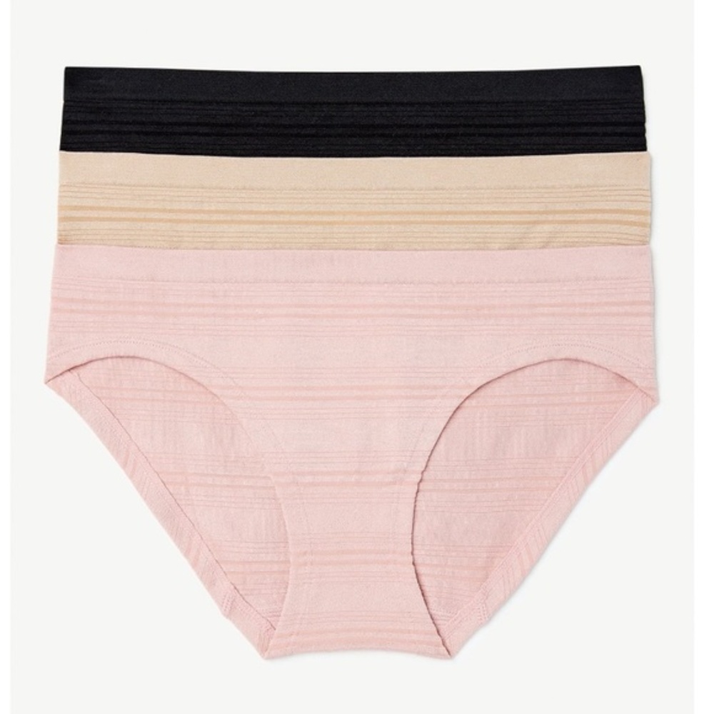 NWT Joyspun Women’s 3Pack Seamless Sheer Stripe Hipster Panties (Multiple Sizes)